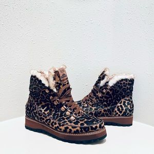 Roxy Sadie Alpine Cheetah Calf Hair Faux Fur Winter Ankle Boots Size 8 NWT